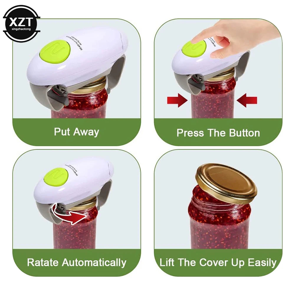 Electric Can Opener — Smooth Edge, One-Touch Automatic