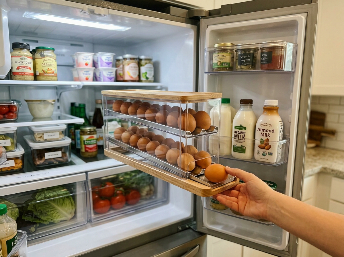 Bilayer Fridge Egg Storage Box Automatic...