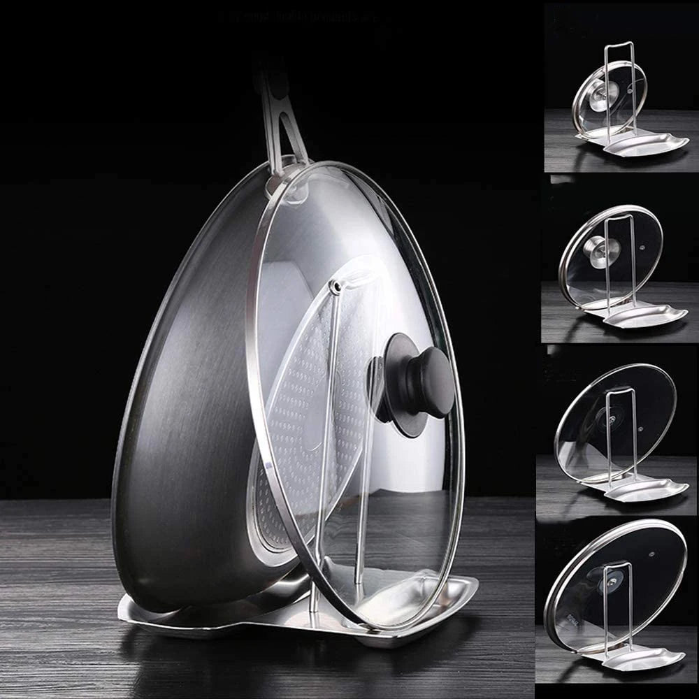Stainless Steel Pot Lid Rack Detachable Pan...