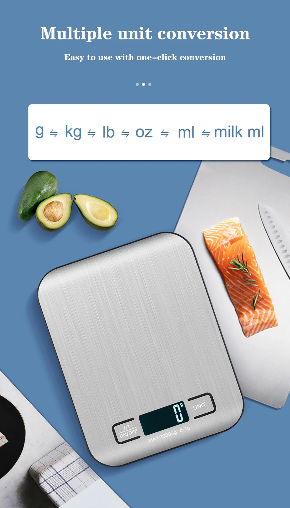 Kitchen Scale — Stainless Steel LCD, 5kg / 10kg