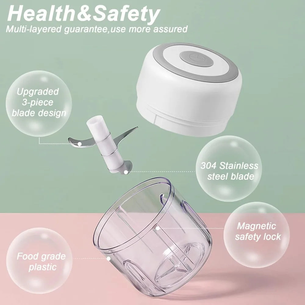 Electric Garlic Mincer & Mini Food Chopper — USB Rechargeable, 250ml