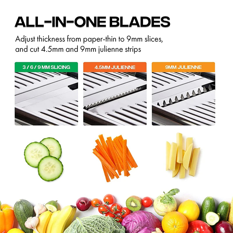 Adjustable Mandoline Slicer — Stainless Steel Vegetable Cutter
