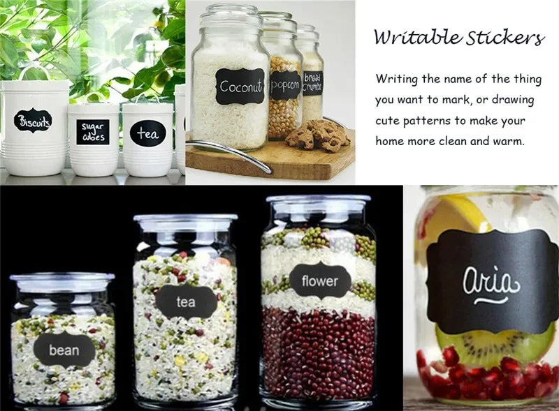 Waterproof Chalkboard Label Stickers with White Chalk Pen — 48/96pcs