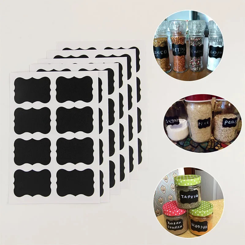 Waterproof Chalkboard Label Stickers with White Chalk Pen — 48/96pcs