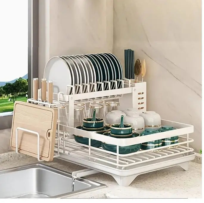 Double-Tier Extendable Dish Drainer –...