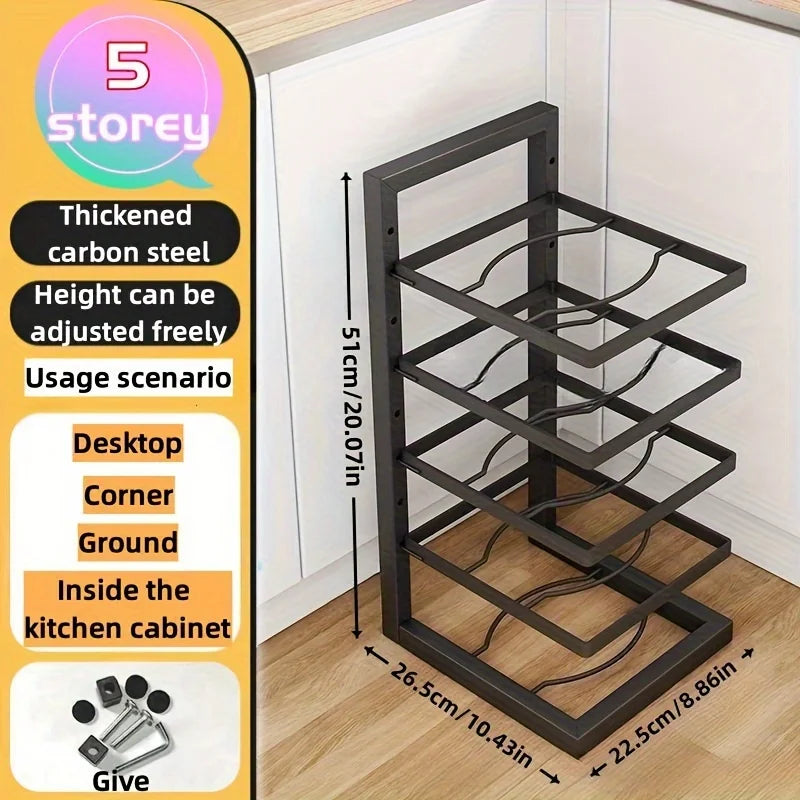 Adjustable Pot & Pan Rack Organizer — 2 to 5 Tier