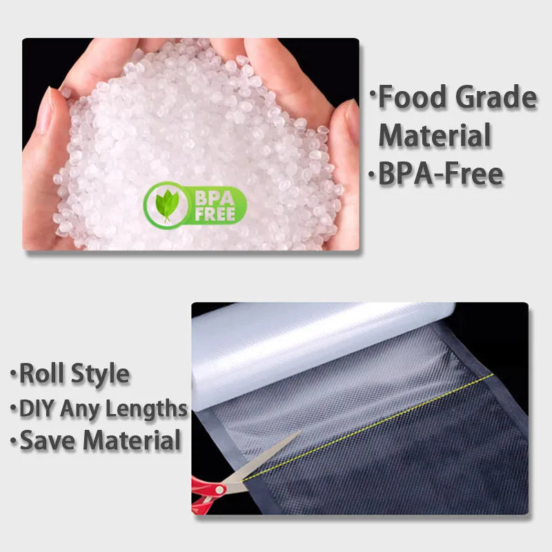 Vacuum Food Storage Bags — Sealer Rolls for Meal Prep & Freezing