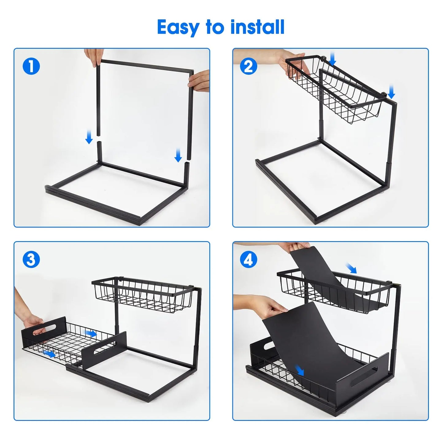 Under Sink 2 Tier Sliding Cabinet Basket...