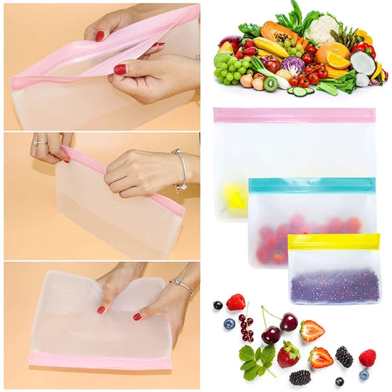 Reusable Silicone Food Bag Freezer Stand Up...