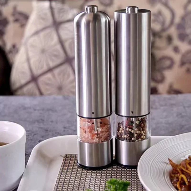 Electric Salt & Pepper Grinder Set — One-Touch with LED Light