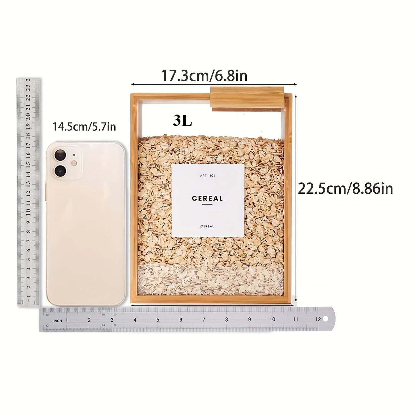 Bamboo Food Dispenser — 3L Pantry Storage Container