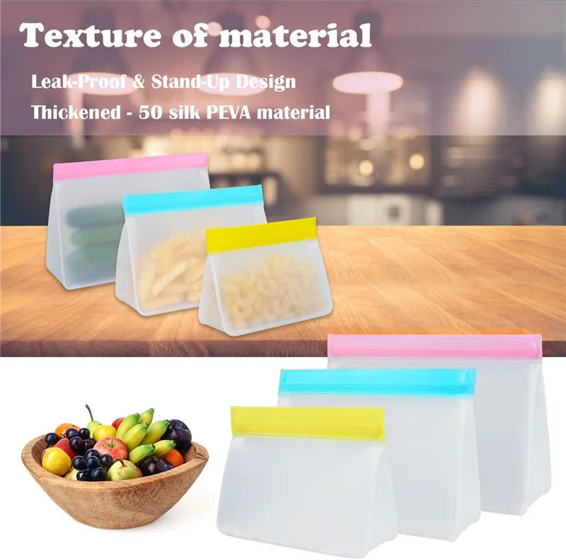 Reusable Silicone Food Bag Freezer Stand Up...