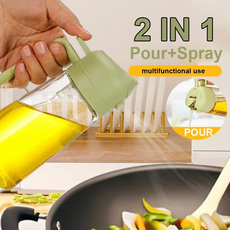 2-in-1 Oil Sprayer & Dispenser Bottle — 500ml for Cooking & BBQ