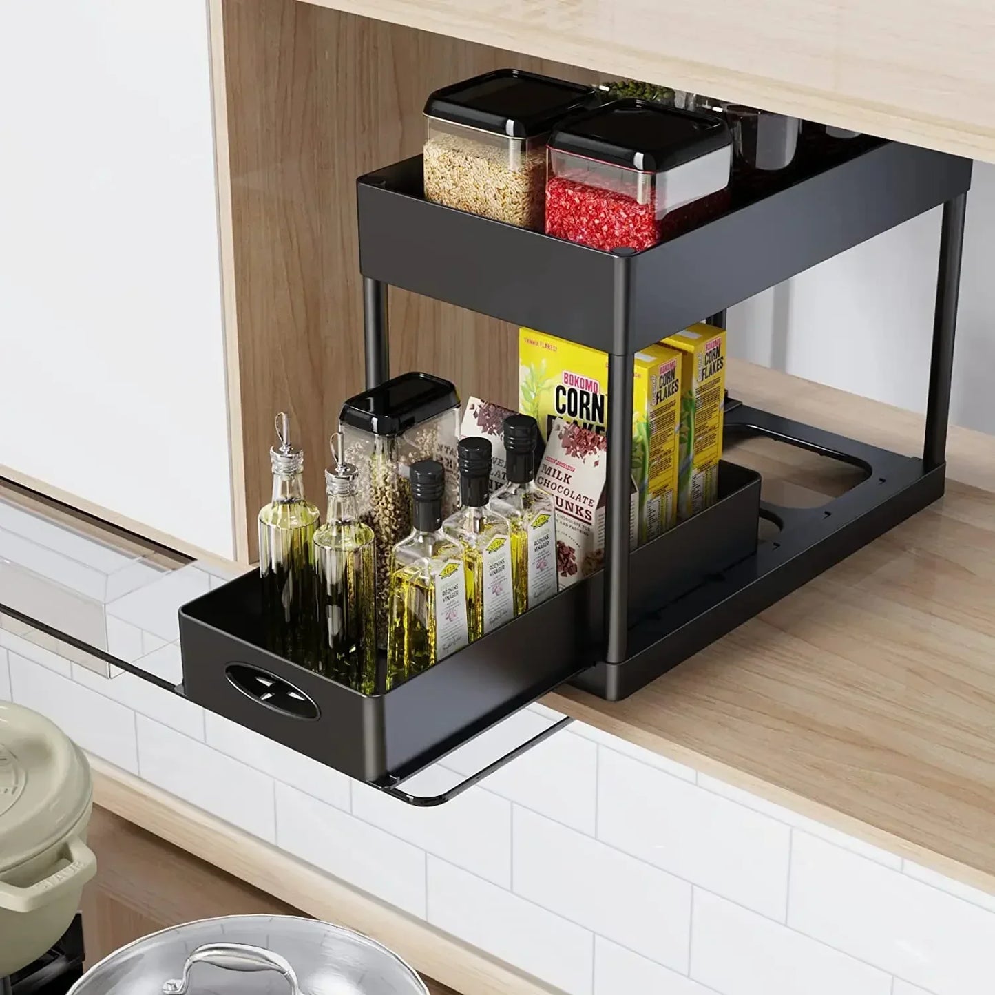 2 Tier Under Sink Organizer Sliding Cabinet...