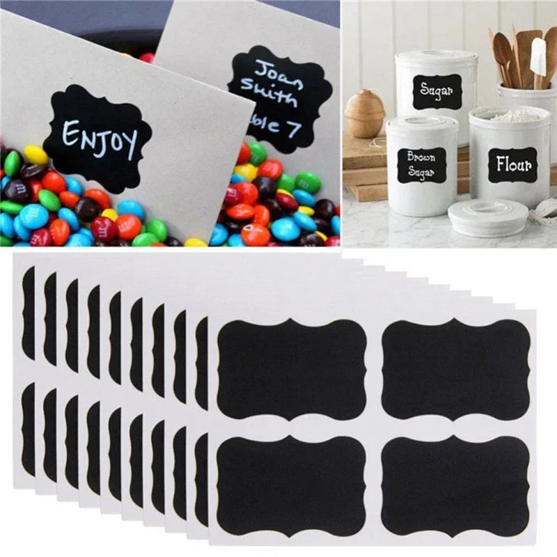 Waterproof Chalkboard Label Stickers with White Chalk Pen — 48/96pcs
