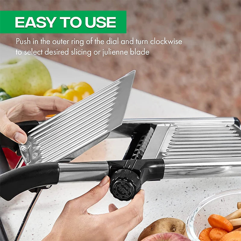 Adjustable Mandoline Slicer — Stainless Steel Vegetable Cutter