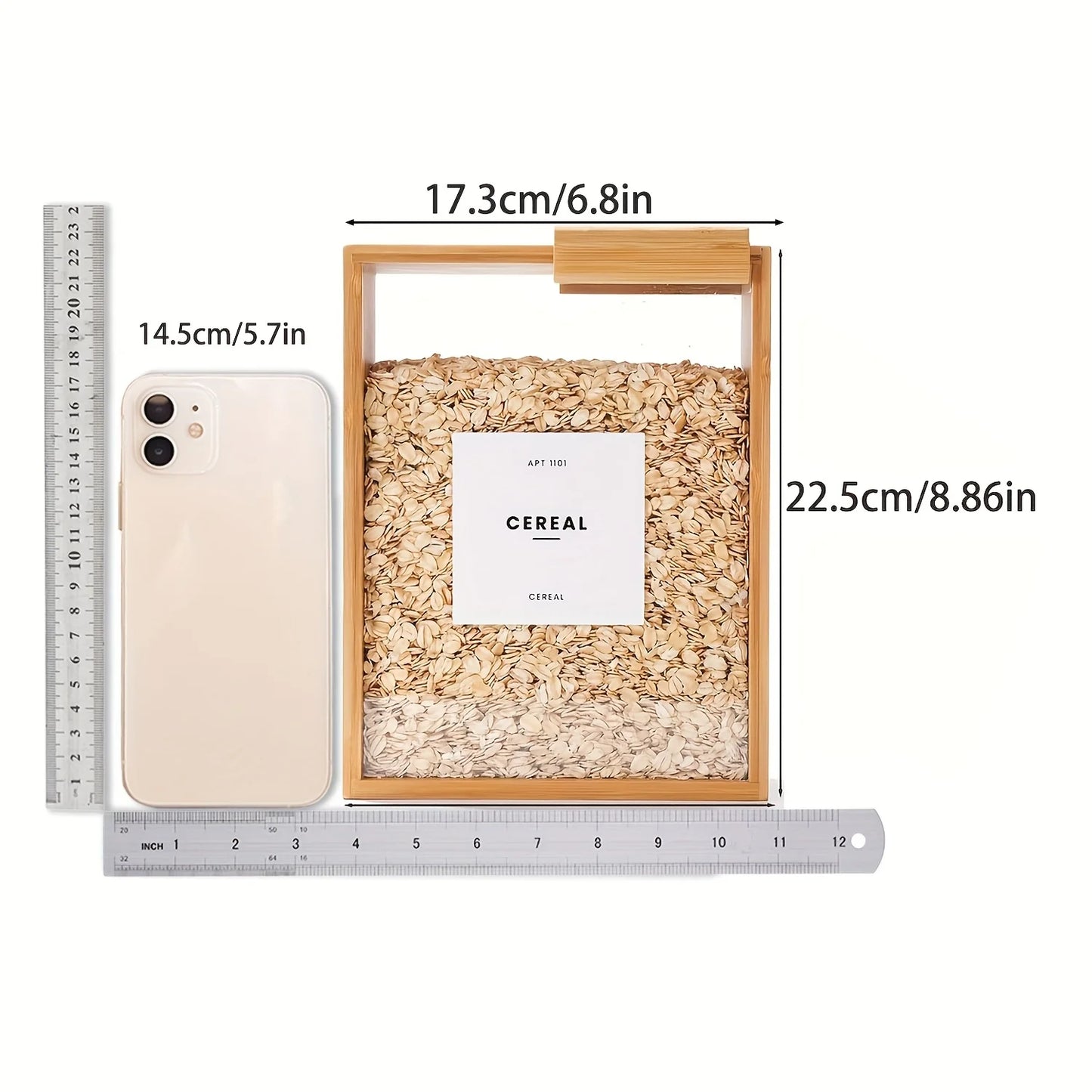 Bamboo Food Dispenser — 3L Pantry Storage Container
