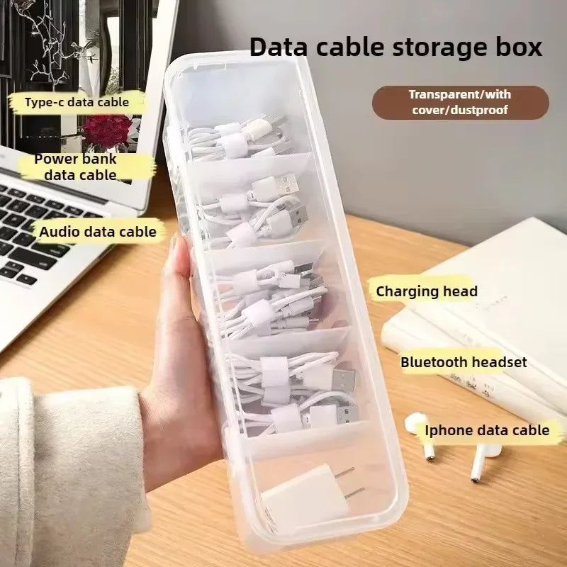 Transparent Cable & Accessories Storage Box with Lid