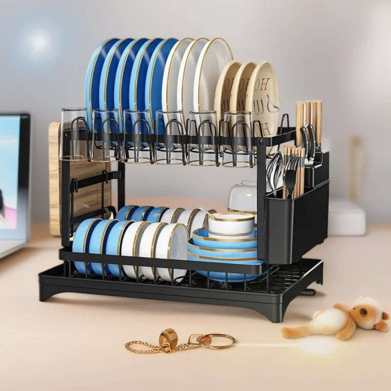 Kitchen bowl rack, drain rack，1pc Double-layer...