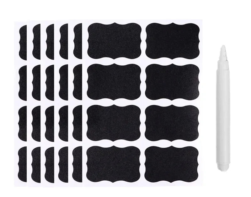 Waterproof Chalkboard Label Stickers with White Chalk Pen — 48/96pcs