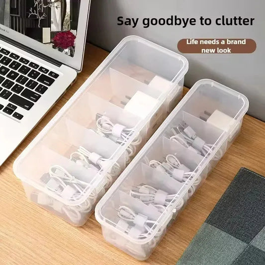 Transparent Cable & Accessories Storage Box with Lid