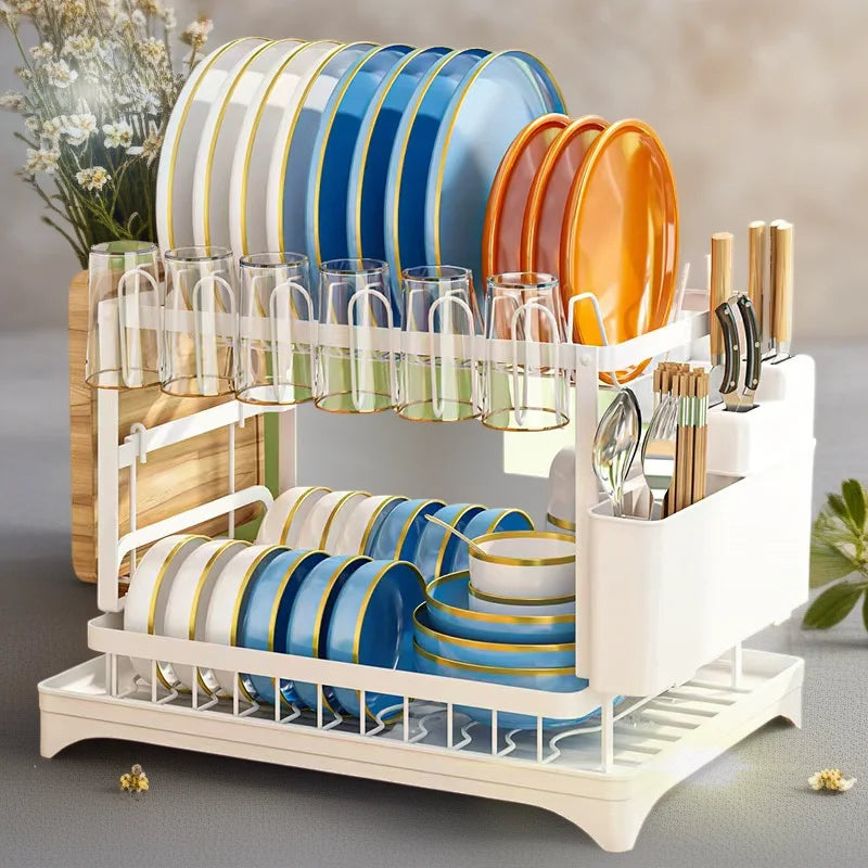 Kitchen bowl rack, drain rack，1pc Double-layer...