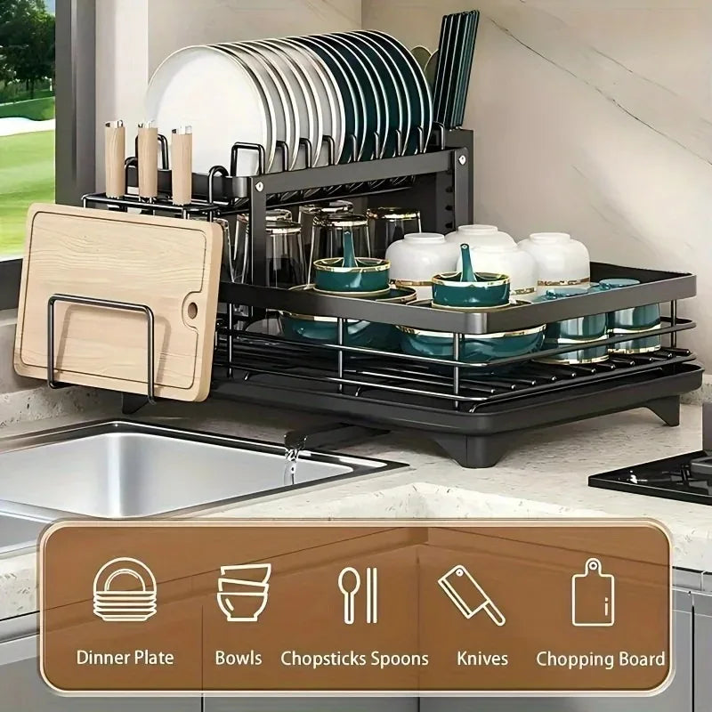 Double-Tier Extendable Dish Drainer –...
