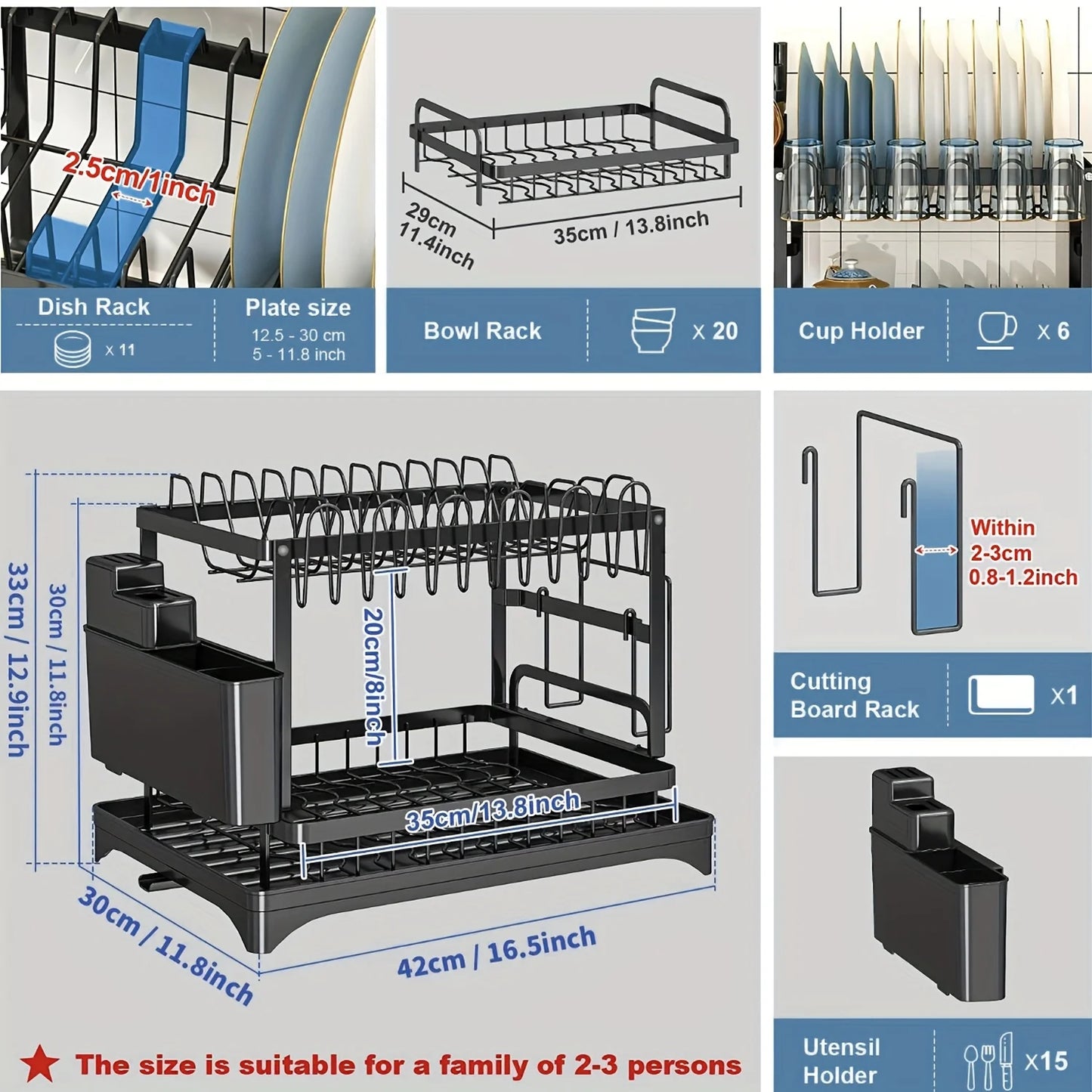 Kitchen bowl rack, drain rack，1pc Double-layer...