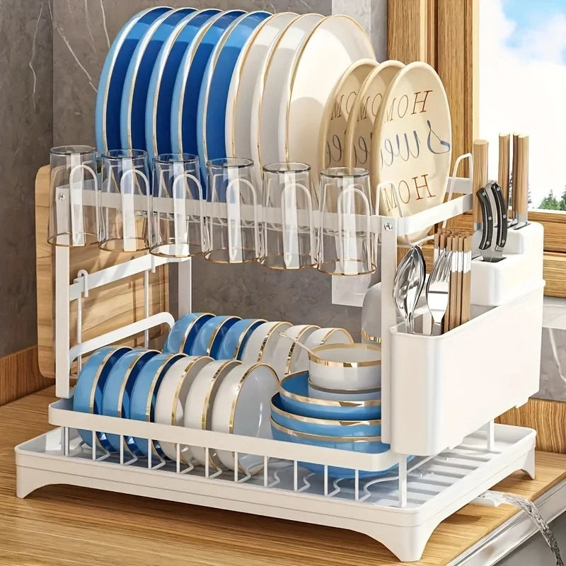 Kitchen bowl rack, drain rack，1pc Double-layer...