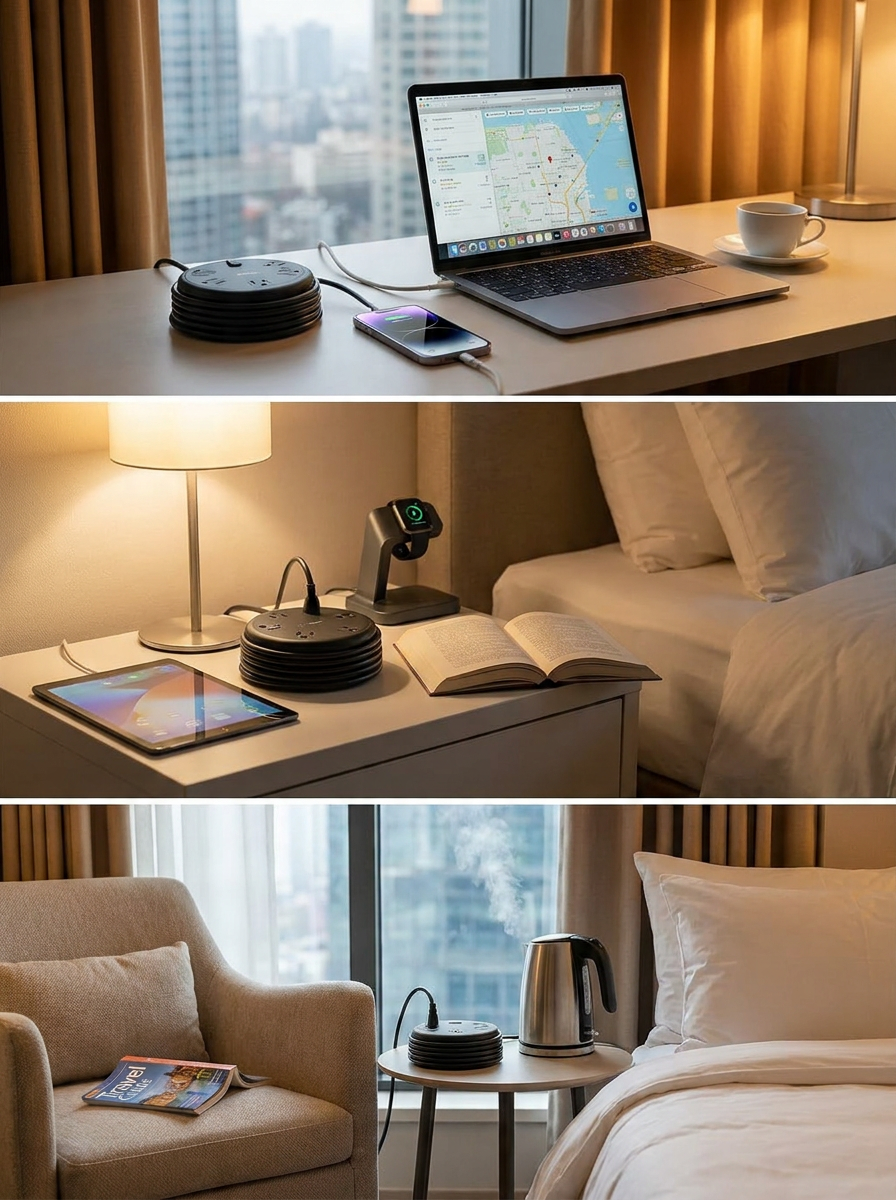 Travel Power Strip with USB-C — 5-in-1 Charging Station