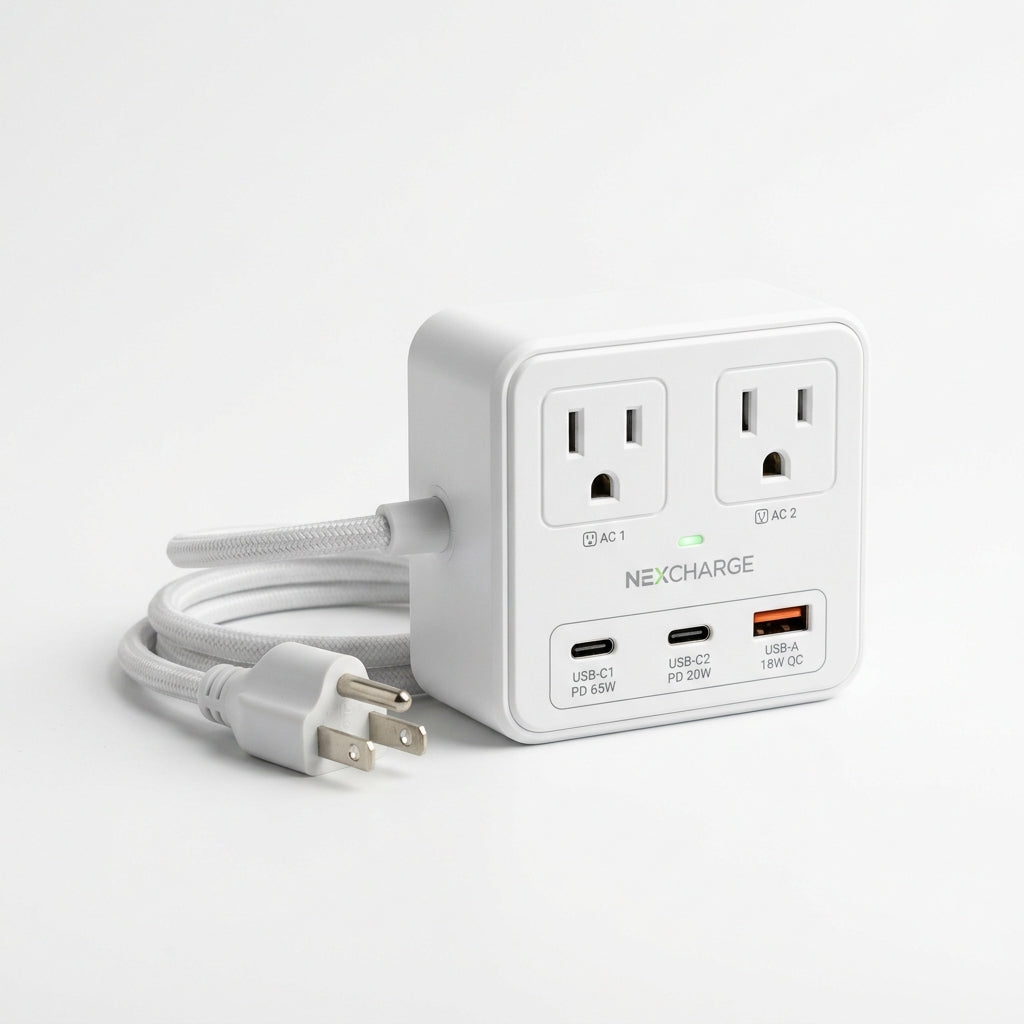 Travel Power Strip with USB-C — 5-in-1 Charging Station