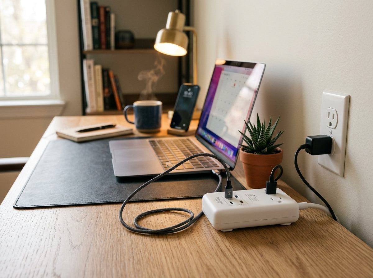 Travel Power Strip with USB-C — 5-in-1 Charging Station