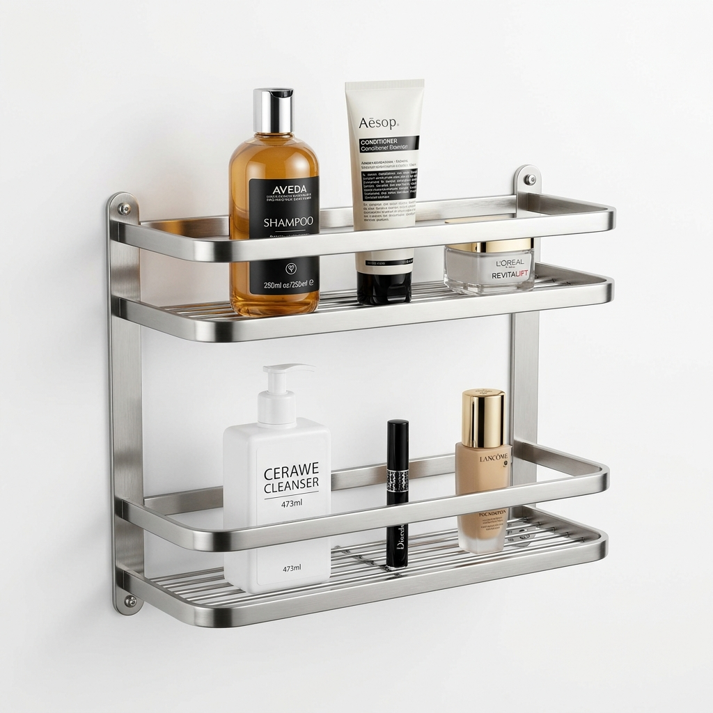Stainless Steel Bathroom Shelf Shampoo Makeup...