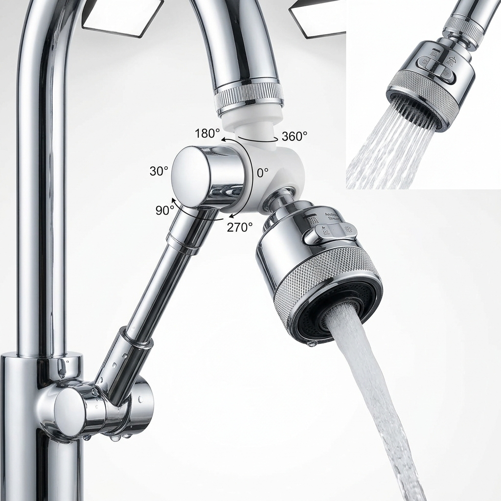 360° Rotatable Faucet Extender Dual Mode Water...