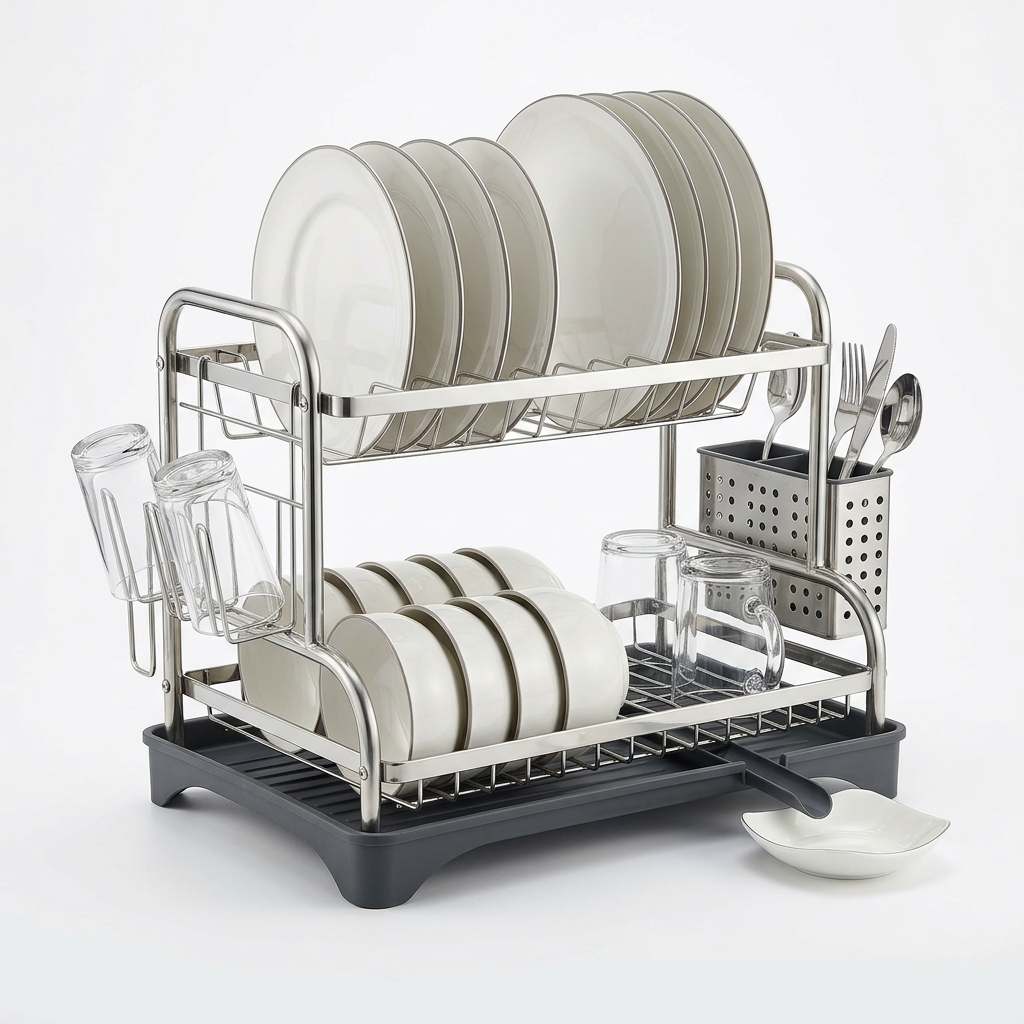 Kitchen bowl rack, drain rack，1pc Double-layer...