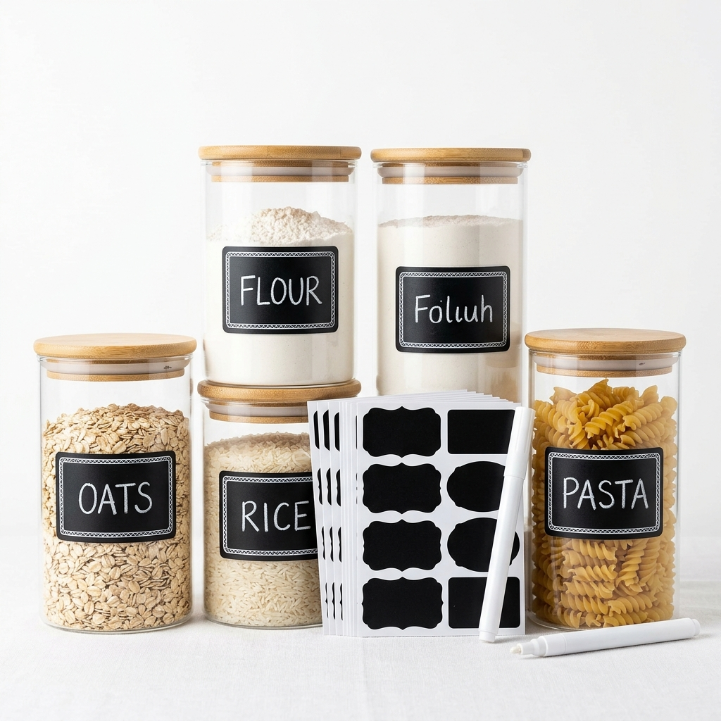Waterproof Chalkboard Label Stickers with White Chalk Pen — 48/96pcs
