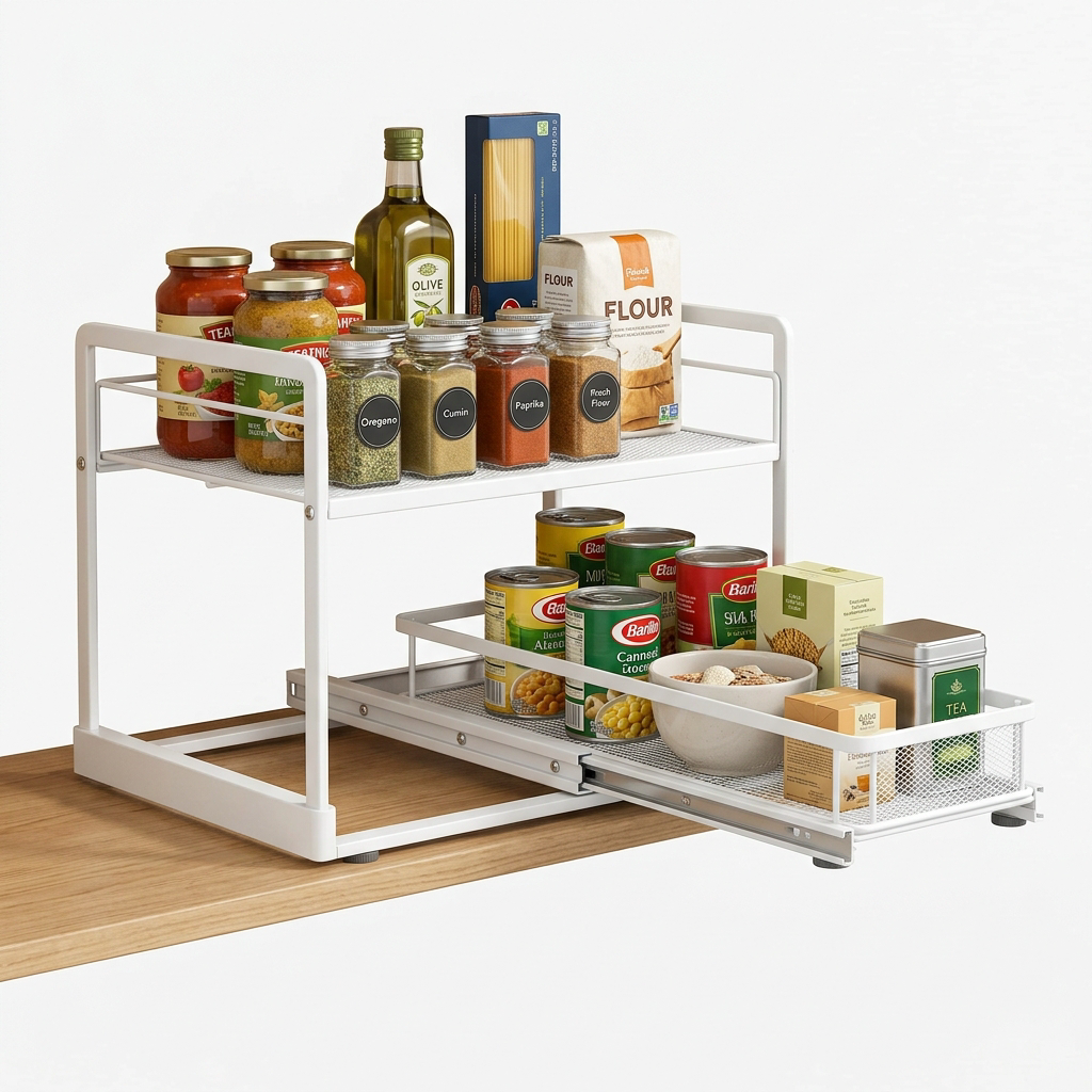 Kitchen Cupboard Organizer Retractable Cabinet...