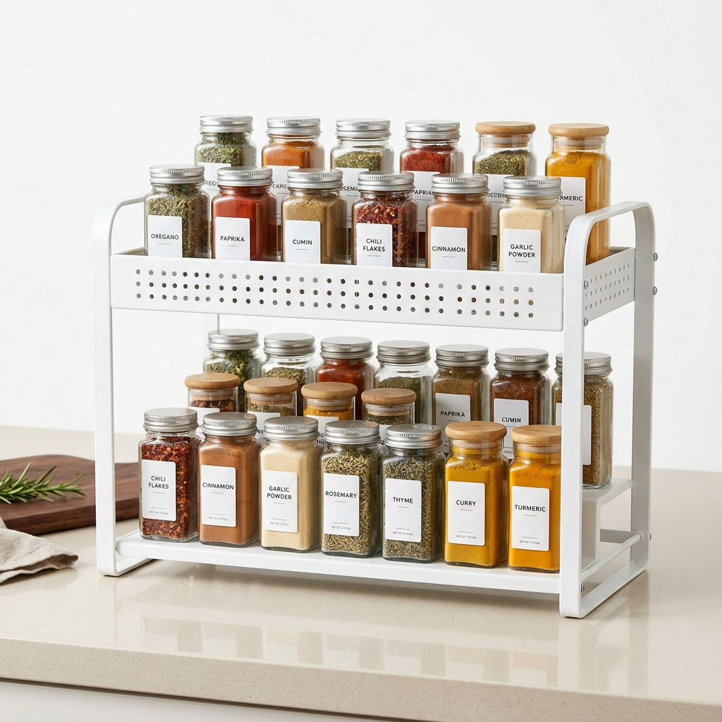 Kitchen Spice Storage Shelf with Drainage...