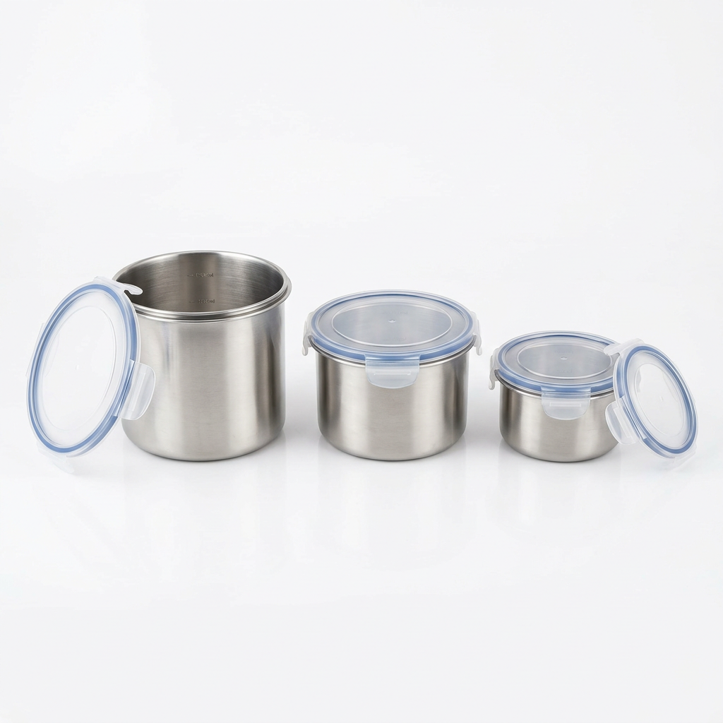 3-Piece Stainless Steel Food Storage...