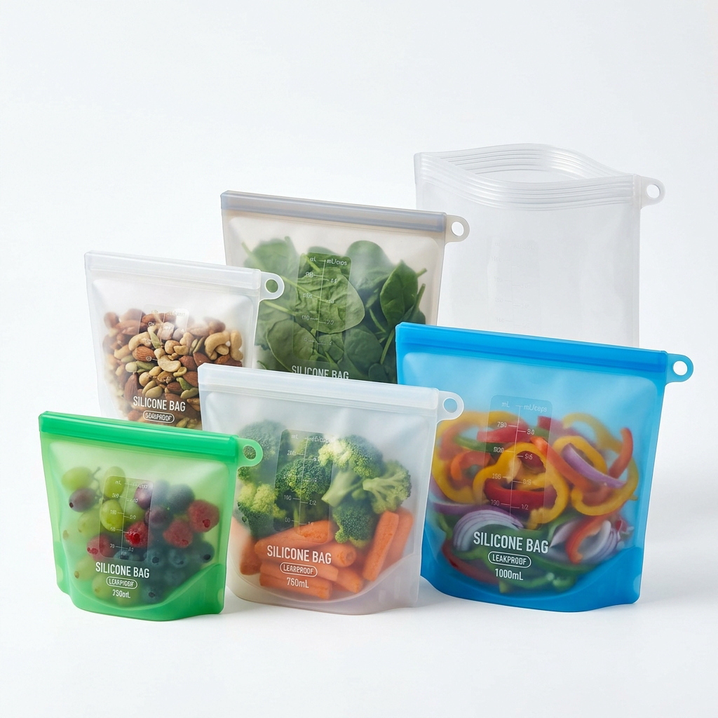 Reusable Silicone Food Bag Freezer Stand Up...