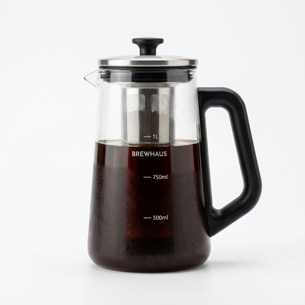 1L Cold Brew Coffee Maker — Fridge-Ready Pitcher with Handle