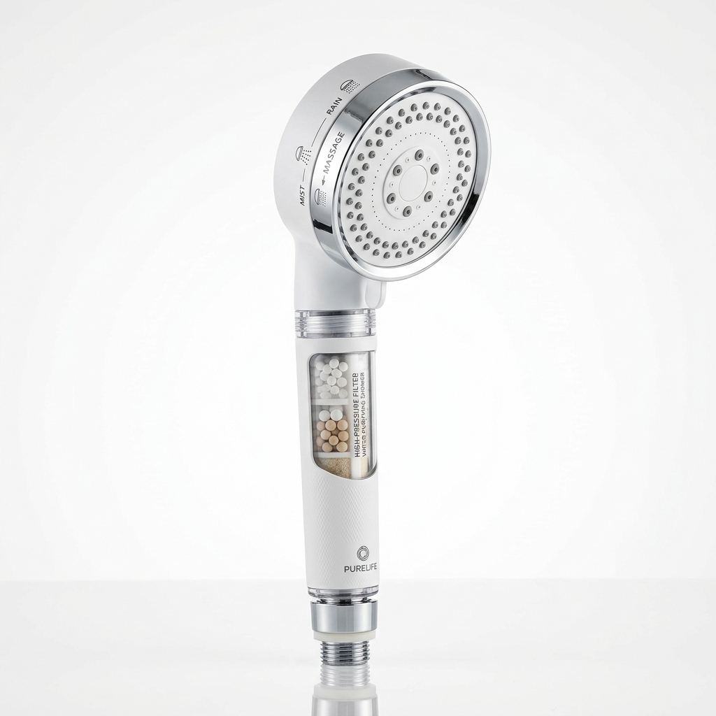 High-Pressure Filtered Shower Head — 3-Mode Adjustable Spray