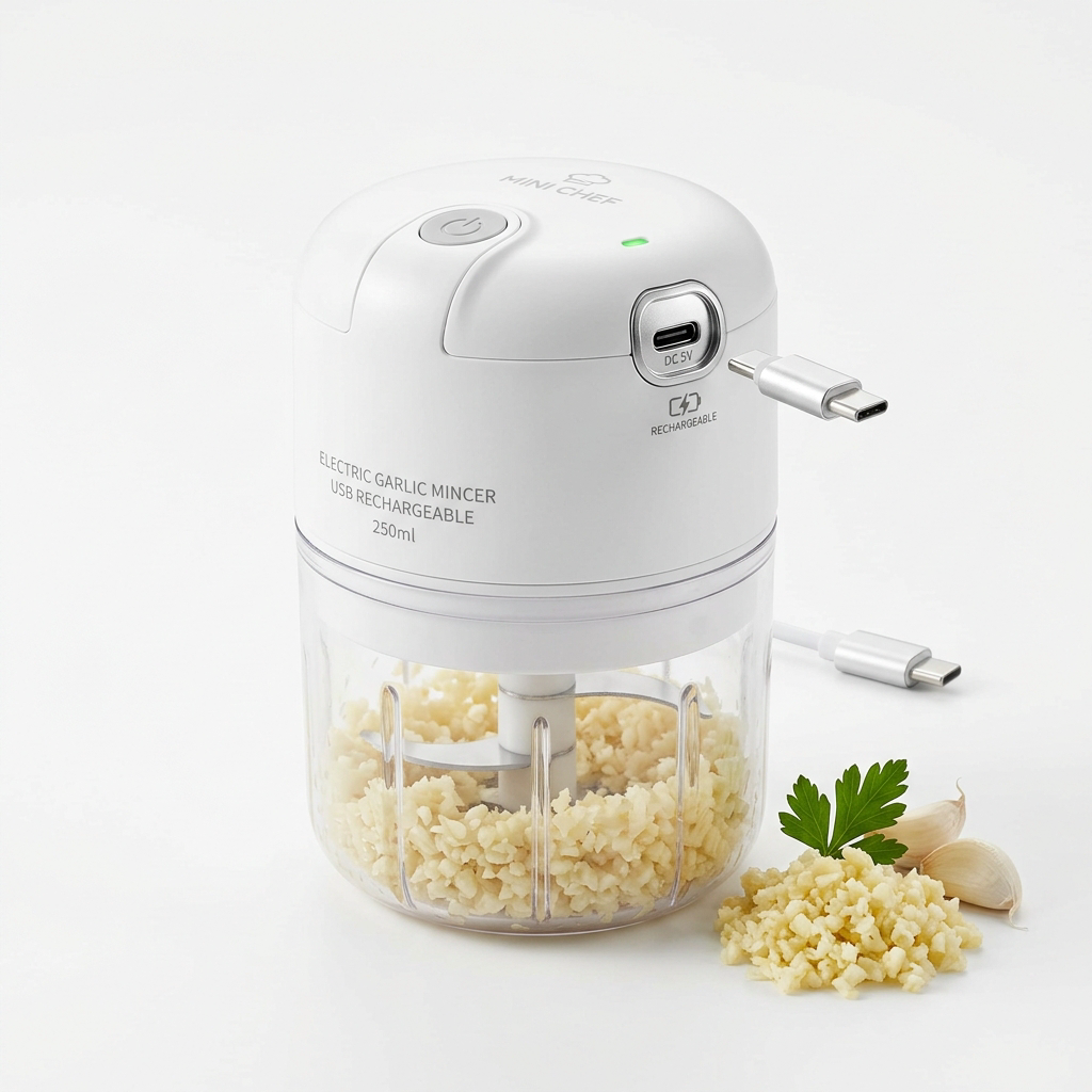 Electric Garlic Mincer & Mini Food Chopper — USB Rechargeable, 250ml