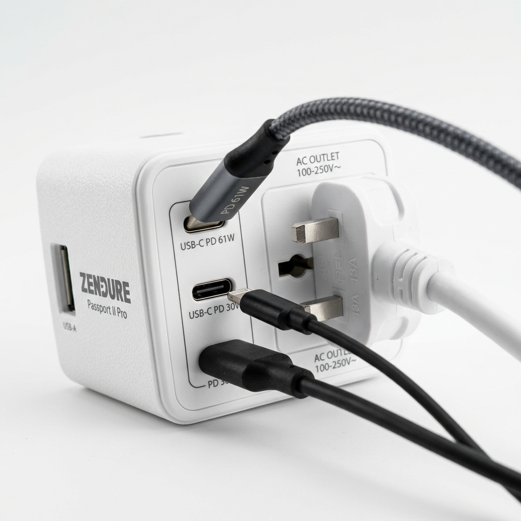 Travel Power Strip with USB-C — 5-in-1 Charging Station