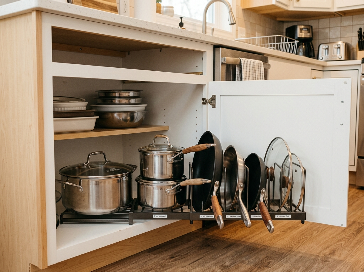 Kitchen Cupboard Organizer Retractable Cabinet...