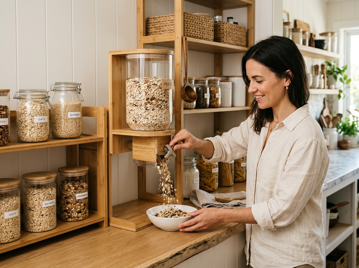Bamboo Food Dispenser — 3L Pantry Storage Container