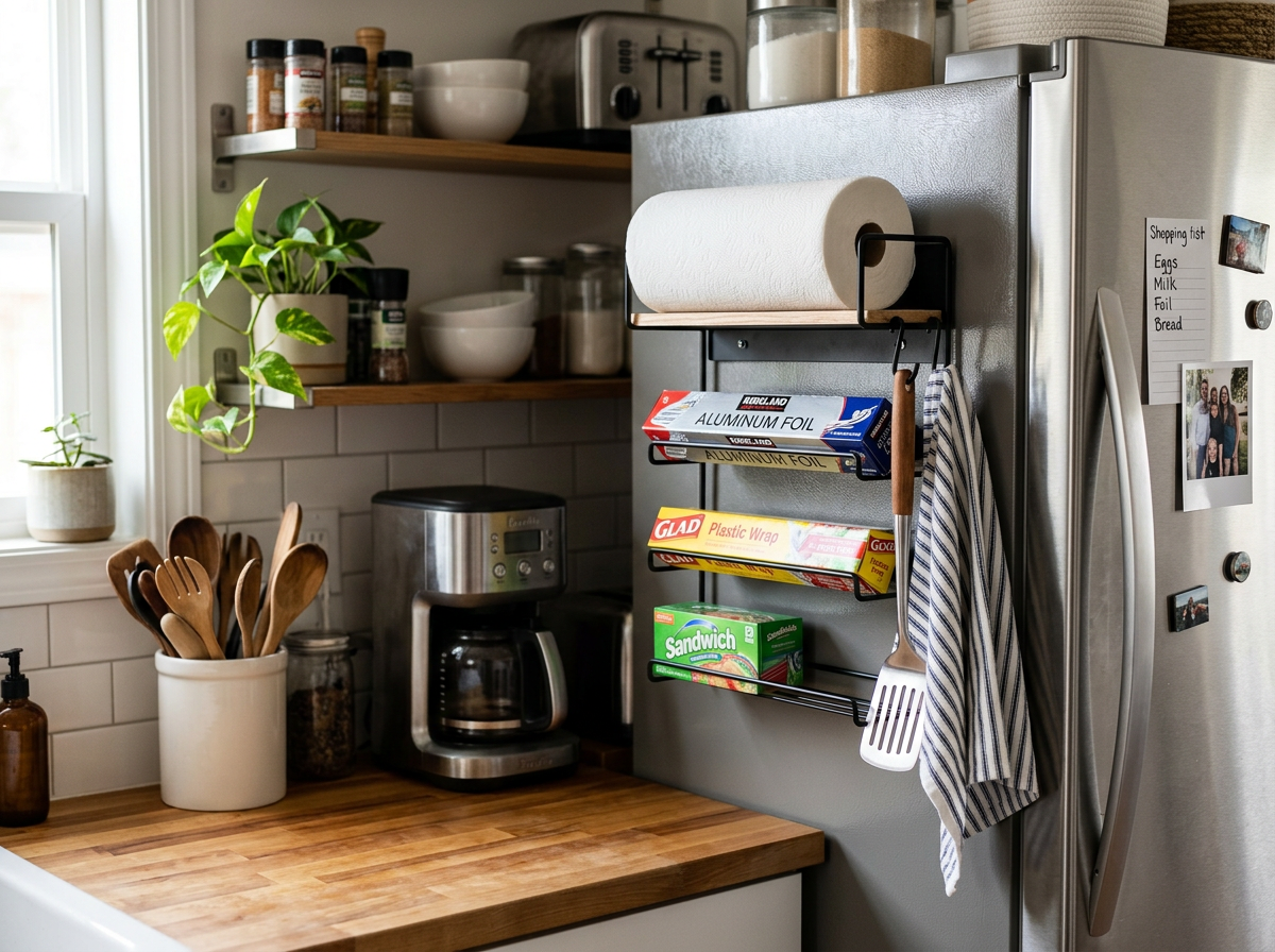 Magnetic Fridge Side Storage Rack — Space-Saving Kitchen Organizer